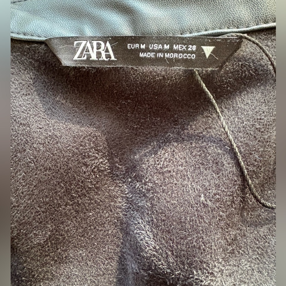 Zara Faux Leather Overshirt Black Oversized Snap - Picture 10 of 10